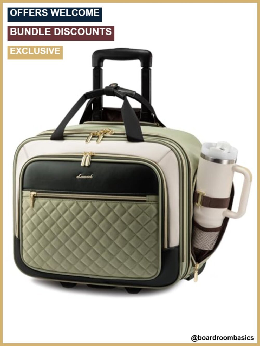 Rolling Laptop Bag with Wheels for Work Travel Business - Underseat Carry On